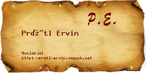 Prátl Ervin névjegykártya